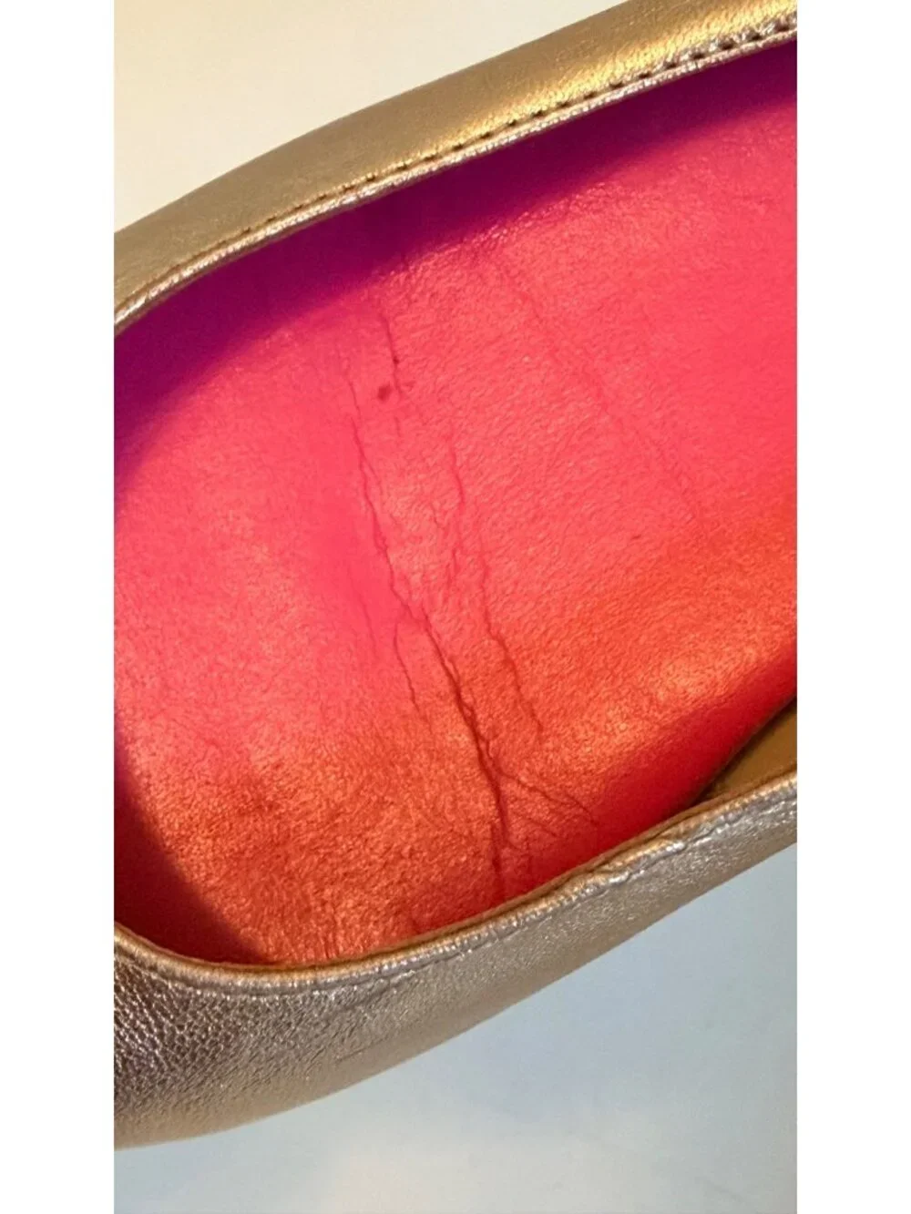Lilly Pulitzer Gold Ballet Flats With Logo Emblem Size 7.5M Leather Upper